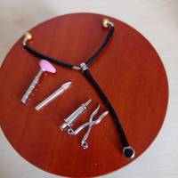 Miniatur Arztbesteck Stethoskop 5 Teilig zur Dekoration oder Basteln  - Feengarten Wichteldorf, Wichteltür, Puppenhaus Bild 2