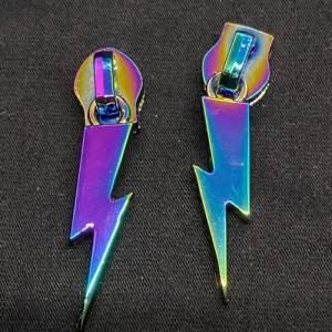 Zipper Blitz, breit, regenbogen, 1 Stück / Schieber für Reißverschlüsse mit Spiralraupe Bild 1