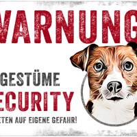 Hundeschild UNGESTÜME SECURITY (Jack Russell Terrier), wetterbeständiges Warnschild Bild 1