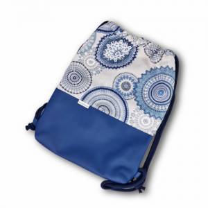 Turnbeutel Rucksack Mandala Muster blau Kunstleder blau in 2 Größen Sportbeutel Geschenkidee Yogatasche Festivalbag Bild 6
