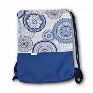 Turnbeutel Rucksack Mandala Muster blau Kunstleder blau in 2 Größen Sportbeutel Geschenkidee Yogatasche Festivalbag Bild 7