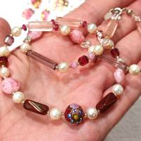 Set Kette Rosenquarz und Ohrringe Perlen weiß in Geschenkverpackung Geschenk Bild 5