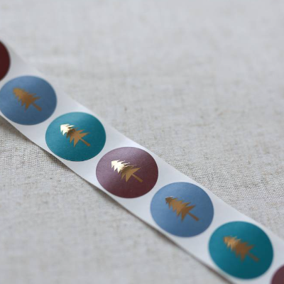 Aufkleber Tannenbaum mit Goldeffekt | runde Sticker | 35mm | Geschenkaufkleber | Verpacken von Bestellung | Weihnachten