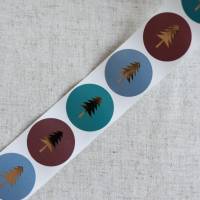 Aufkleber Tannenbaum mit Goldeffekt | runde Sticker | 35mm | Geschenkaufkleber | Verpacken von Bestellung | Weihnachten Bild 2