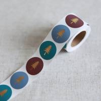Aufkleber Tannenbaum mit Goldeffekt | runde Sticker | 35mm | Geschenkaufkleber | Verpacken von Bestellung | Weihnachten Bild 3
