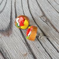 Ohrstecker Mini Obst Törtchen Ohrringe Ohrschmuck modelliert aus Fimo Bild 2
