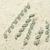 Edle Spiralperlen 5er Set Haarschmuck handgewebt silberfarben hellblau handmade Brautschmuck Bild 1