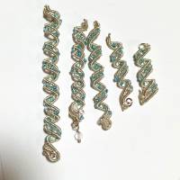 Edle Spiralperlen 5er Set Haarschmuck handgewebt silberfarben hellblau handmade Brautschmuck Bild 3