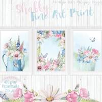 Landhaus Stil Poster Set - Pastell Blumen | Shabby Art Dekoration|  [A4] Bild 4