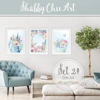 Landhaus Stil Poster Set - Pastell Blumen | Shabby Art Dekoration|  [A4] Bild 8