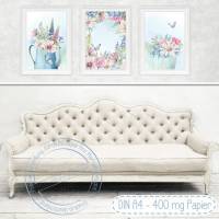 Landhaus Stil Poster Set - Pastell Blumen | Shabby Art Dekoration|  [A4] Bild 9