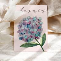 Hortensie Blumen Glückwunschkarte Geburtstagskarte mit Namen personalisiert, Geschenkidee zum Geburtstag Bild 1