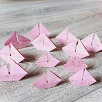 10 Origami Segelboote, Tischdeko Konfirmation, Taufe, Hochzeit, Schiffe, Boote, Papierdeko rosa Bild 1