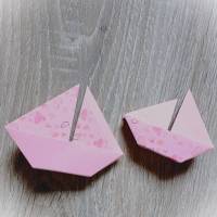 10 Origami Segelboote, Tischdeko Konfirmation, Taufe, Hochzeit, Schiffe, Boote, Papierdeko rosa Bild 4