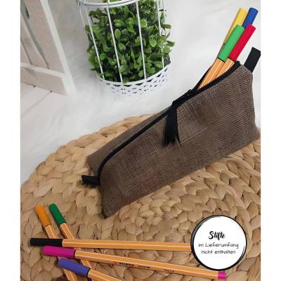 Federmäppchen (Farbbeispiel braun), personalisierbar, Federmappe aus Polstercanvas in 36 Farben