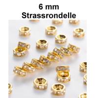 Strassrondelle - gold - crystal - ca. 6 mm Bild 1