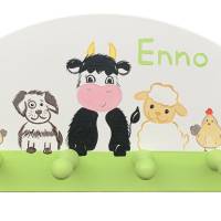 Kindergarderobe "Bauernhoftiere" weiß-hellgrün“  Garderobe Kinderzimmer Bild 1
