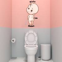 WC-Toiletten Aufkleber Baby Nicht im stehenTür-Bad-Toilette-Cartoon Aufkleber-Wunschtext-Personalisierbar Bild 2