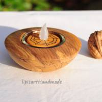 Edler Teelichthalter Unikat – Buche gestockt Holz gedrechselt kleine Schale 1 Bild 1