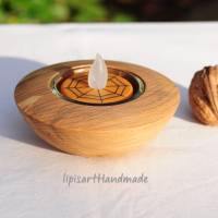 Edler Teelichthalter Unikat – Buche gestockt Holz gedrechselt kleine Schale 1 Bild 2