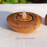 Edler Teelichthalter Unikat – Buche gestockt Holz gedrechselt kleine Schale 1 Bild 3
