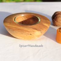 Edler Teelichthalter Unikat – Buche gestockt Holz gedrechselt kleine Schale 1 Bild 5