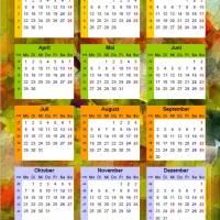 Jahreskalender 2024 auf einen Blick mit „Farben- und Lichtspiele“ PDF – DIN A4 zum Ausdrucken Bild 1