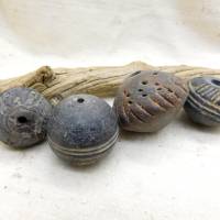 5 sehr alte Tonperlen Spinnwirtel Webgewichte mit Muster aus Mali - 200-300 Jahre alt Bild 5