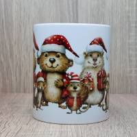 Tasse, Becher "Weihnachtsmaus, Weihnachtsmäuse, Weihnachten, Weihnachtsmütze, Advent" Bild 4