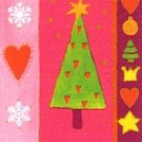 10 einzelne Lunchservietten Candy Christmas, bunte Servietten für Kinder mit Tannenbaum, Herzen, Kristallen, von Atelier Bild 1