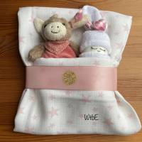 kleine Windeltorte mit Esel und Windelbaby, Babygeschenk Mädchen, kreatives Geschenk zur Geburt, auch mit Name Bild 10