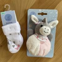 kleine Windeltorte mit Esel und Windelbaby, Babygeschenk Mädchen, kreatives Geschenk zur Geburt, auch mit Name Bild 2