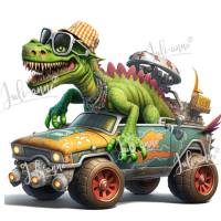 Bügelbild cooler Dino Monstertruck #brille Bild 1