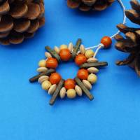 Perlenstern MIX, grün orange natur, Mix Keramik + Holz, Weihnachtsdekoration, Geschenkanhänger, Baumschmuck Bild 1