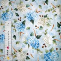 19,00 EUR/m Meterware blaue und weiße Hortensien Hoffmannfabrics Designerstoff für Taschen Kissen Tischdeko Accessoires Bild 1