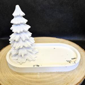 Fabelhaftes Tablett mit Tannenbaum und glänzendem Silbereffekt - Weihnachtsdekoration für jeden Anlass Bild 1