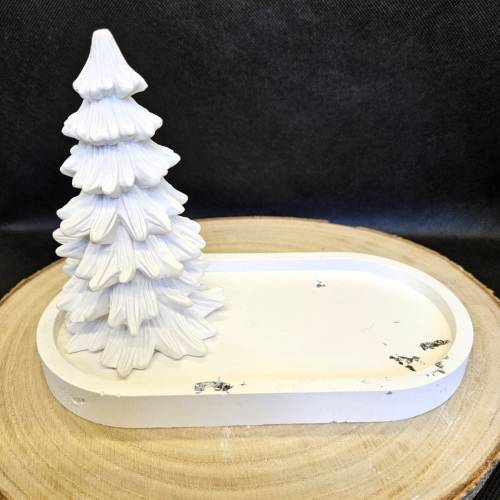 Fabelhaftes Tablett mit Tannenbaum und glänzendem Silbereffekt - Weihnachtsdekoration für jeden Anlass