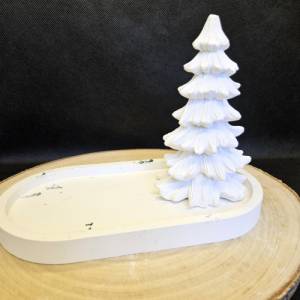 Fabelhaftes Tablett mit Tannenbaum und glänzendem Silbereffekt - Weihnachtsdekoration für jeden Anlass Bild 2