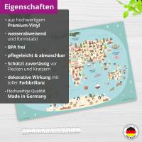 Weltkarte in blau mit Tieren in deutsch – 60 x 40 cm – Schreibunterlage aus hochwertigem Vinyl – Made in Germany! Bild 4