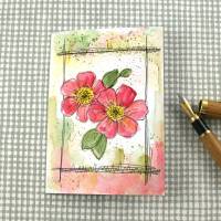Klappkarte *Flora5* von ZWEIFARBIG mit Rosenblüten Glückwunschkarte Einzelstück Grußkarte Bild 1