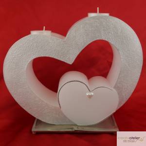 Hochzeitskerze - Doppelherz mit zwei Teelichten, Traukerze, Brautkerze, personalisiertes Hochzeitsgeschenk, Deko Bild 6