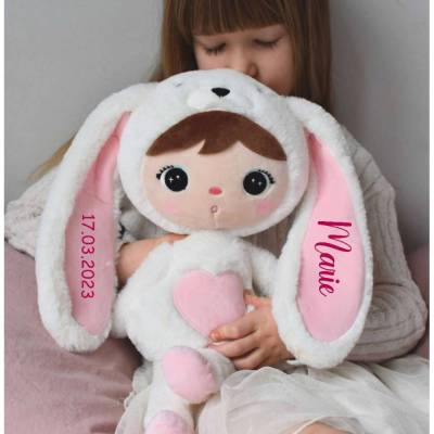 Personalisierter Hase mit Name Kuscheltier Mädchen Stofftier Baby Geburt Taufe Plüschtier