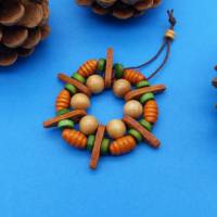 Perlenstern MIX, braun orange grün natur, Mix Keramik, Holz, Weihnachtsdekoration, Geschenkanhänger, Baumschmuck Bild 1