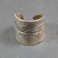 Salbeiblatt-Ring aus 999 Feinsilber brüniert - Größe 47 - handgemacht Bild 5