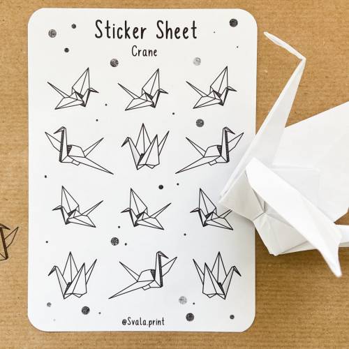 Sticker Kranich | Origami | Aufkleber Bulletjournal | Journal Sticker | Crane