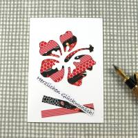 Klappkarte *STRIPES* von ZWEIFARBIG Glückwunschkarte Einzelstück Grußkarte mit Hibiskusblüte Bild 1