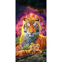 Mama und Baby Tiger mit Krone – Eckige AB Steine – 40x80cm – 60 Farben Bild 1
