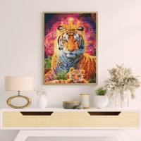 Mama und Baby Tiger mit Krone – Eckige AB Steine – 40x80cm – 60 Farben Bild 2
