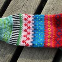 Bunte Socken Gr. 40/41 - gestrickte Socken in nordischen Fair Isle Mustern Bild 3