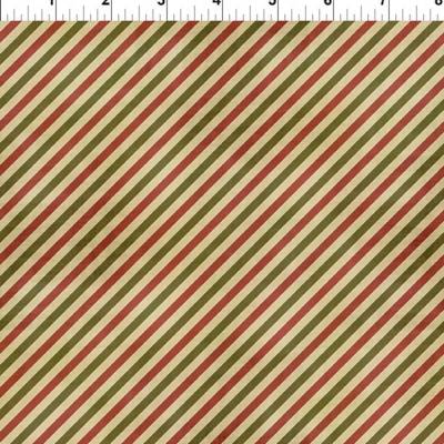 Patchworkstoff Christmas Cats von Jason Yenter – diagonale Streifen in Grün & Rot, 100% Baumwolle